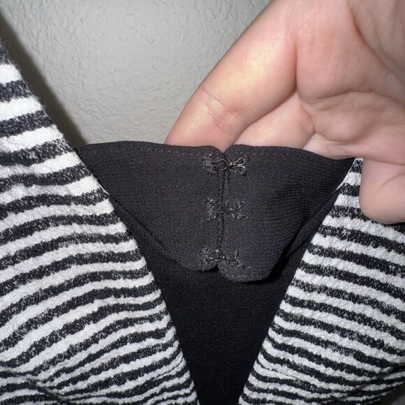 BCBGMaxazria Open Back Piper Mini Dress Black/Off White Holiday Womens 6 New - Picture 5 of 7